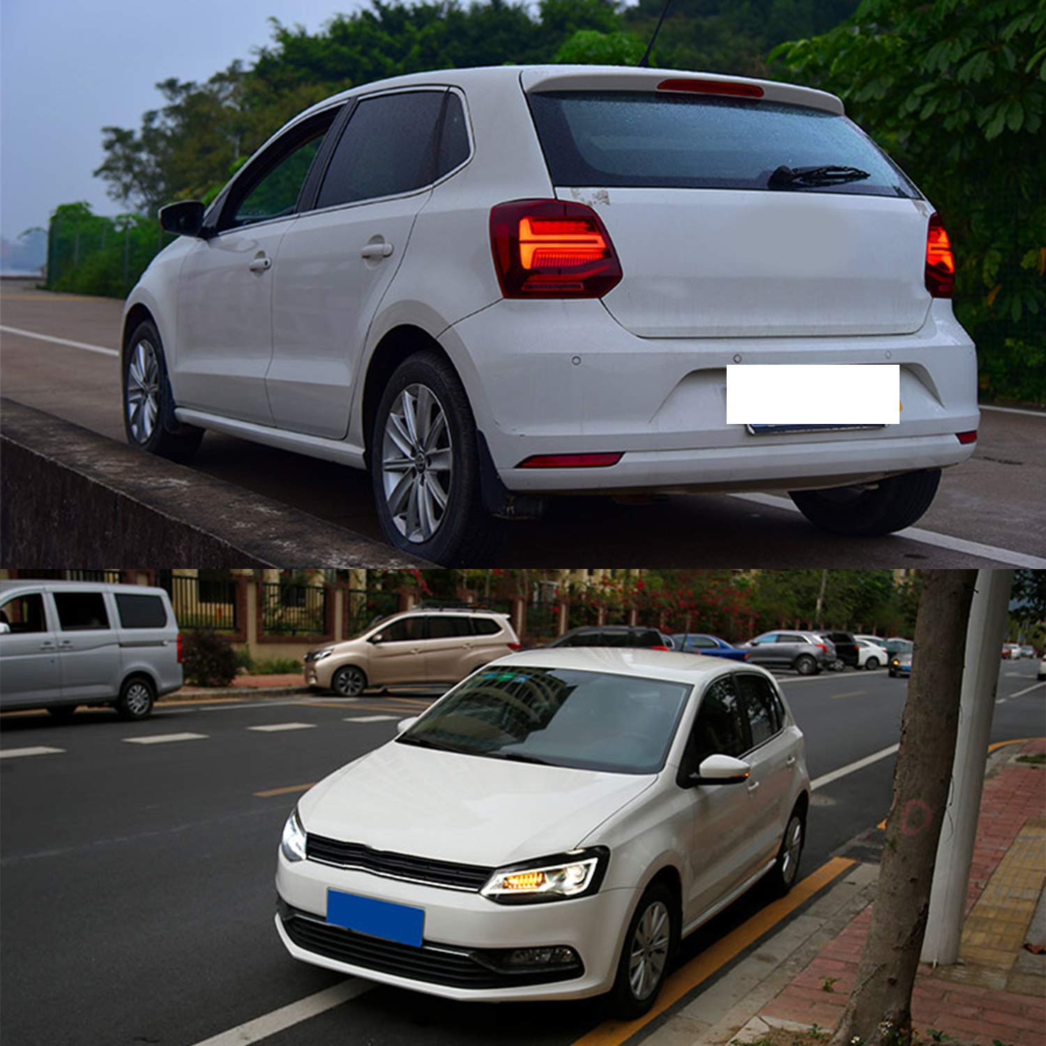 VLAND Faros delanteros y luces traseras para Polo MK5 6R 6C TSI 2009-2018 luces traseras de la lámpara delantera, con indicador secuencial, LED DRL Tech