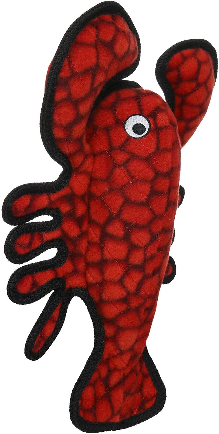TUFFY - World's Tuffest Soft Dog Toy - Ocean- Squeakers - Multiple Layers. Made Durable, Strong & Tough. Interactive Play (Tug, Toss & Fetch). Machine Washable & Floats. (Lobster, Large 2 Pack)