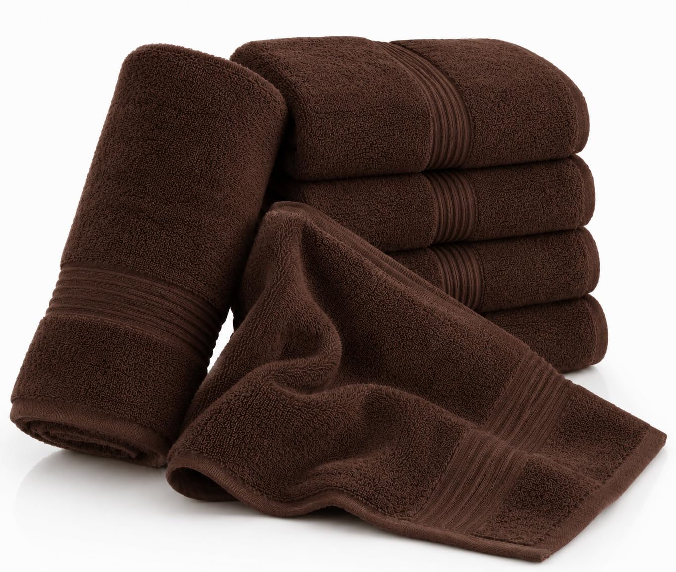 Nod Off Luxury 100% Egyptian Ring Spun Cotton Towels 600GSM | Super Soft Highly Absorbent Hotel Quality | Beach Towel 100x200cm | Chocolate Brown | Pack of 4 — image 1