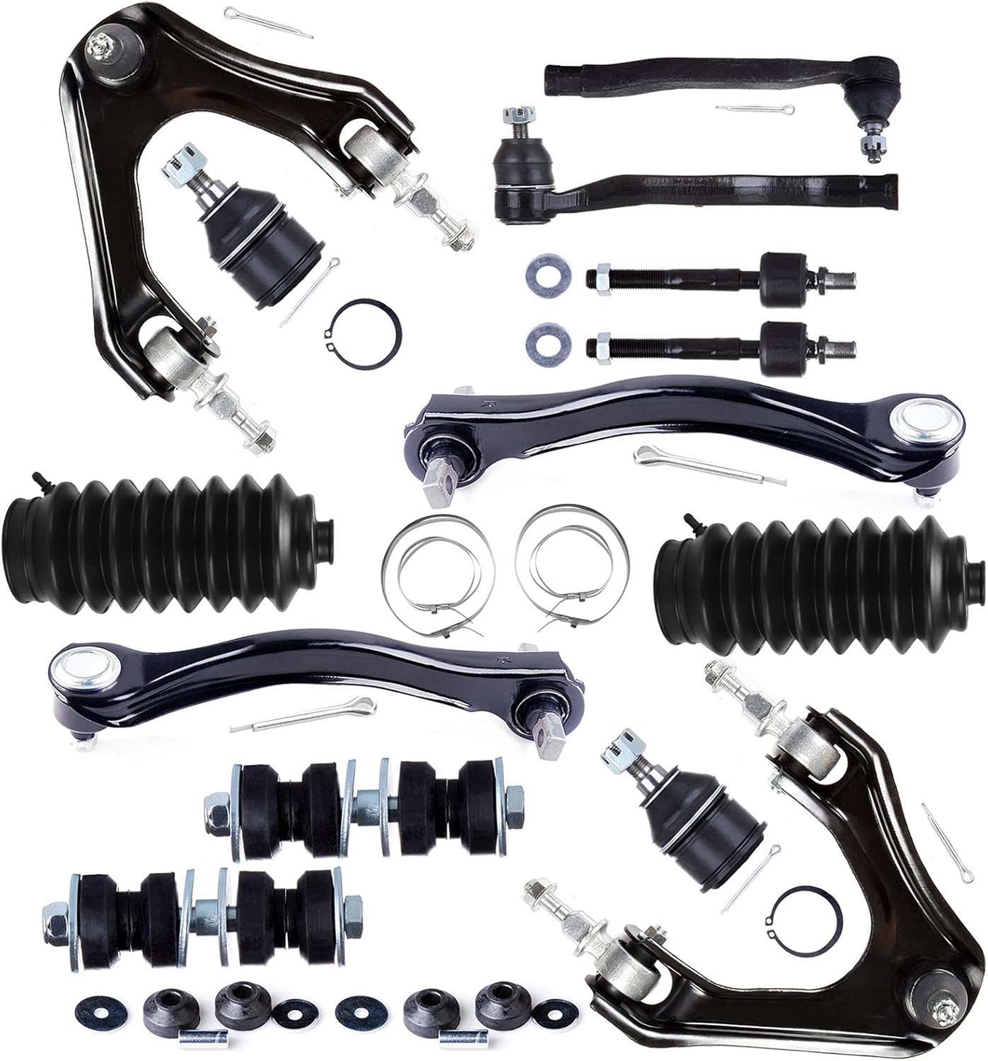 16pcs Set Suspension Kit Upper Control Arm Tie Rod End w/Boots Sway Bar Link Upper Shock Mount Bushing Lower Ball Joint Replacement For 1994-1997 For Honda For Accord 1997-1999 For Acura CL
