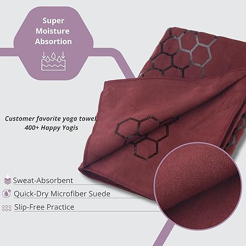 Miniatura 4 de Clever Yoga Toalla para esterilla de yoga caliente, agarre antideslizante para yoga caliente, absorbe el sudor, agarre de silicona de panal, se