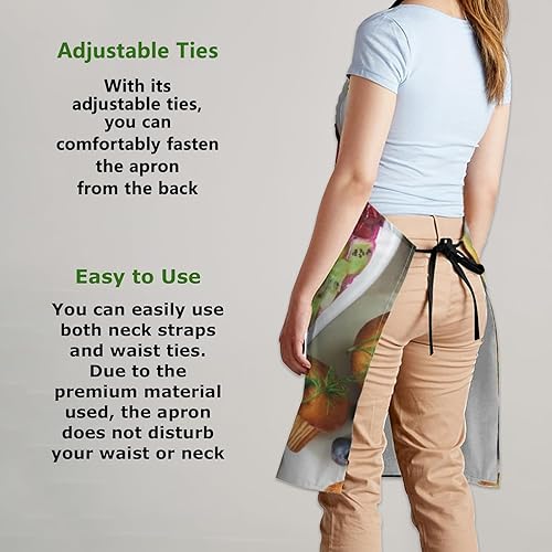 Miniatura 4 de Hermoso delantal de tortuga marina para mujeres y hombres, delantales de chef de cocina de tela Oxford