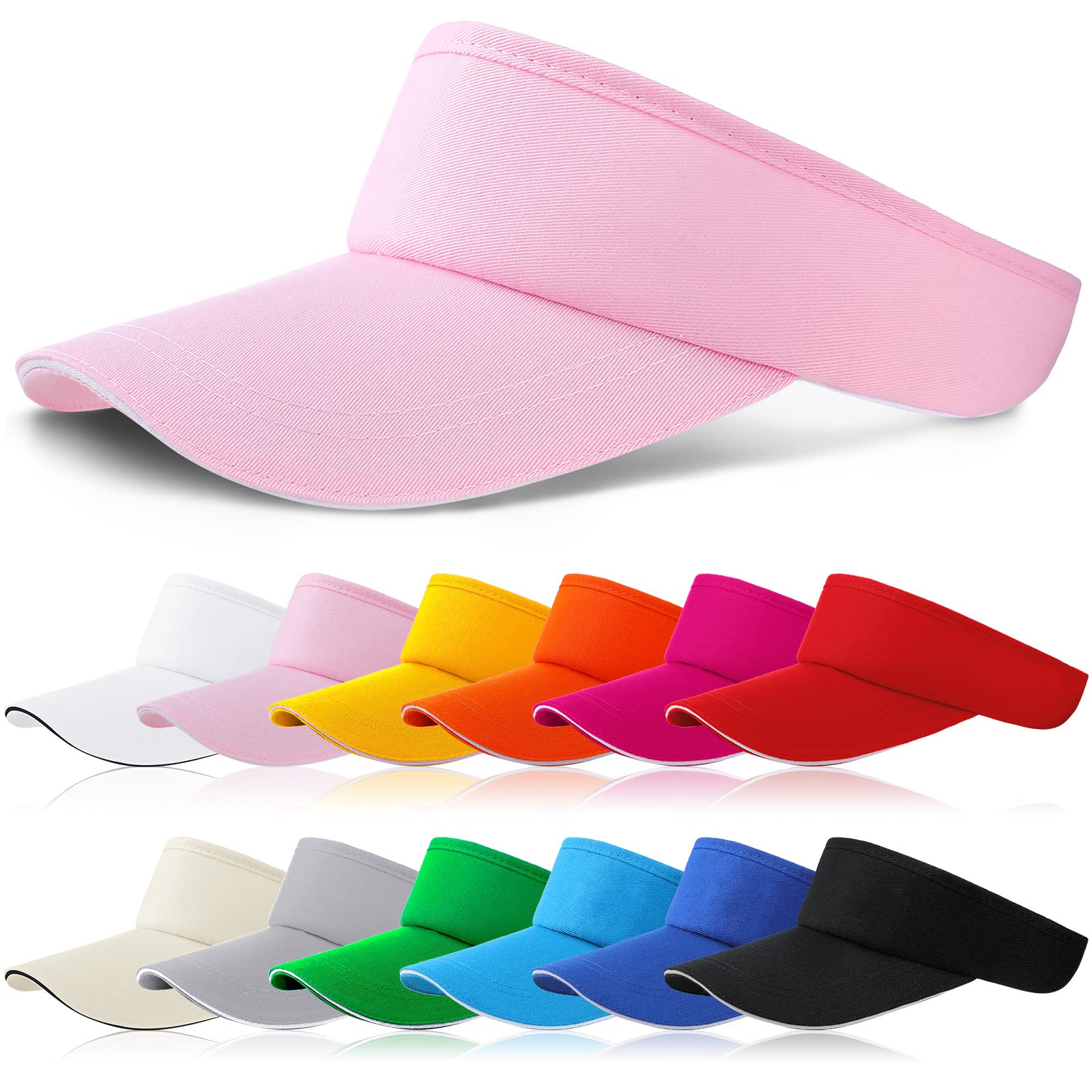Wesiti 24 Pcs Visors Sun Hat Adjustable Athletic Ponytail Sports Hat