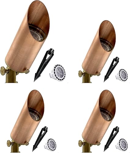 Luces LED de latón para exteriores, 109 cobre de grado profesional, 12 V, bajo voltaje, iluminación de paisaje con bombillas de 7 W IP 65,