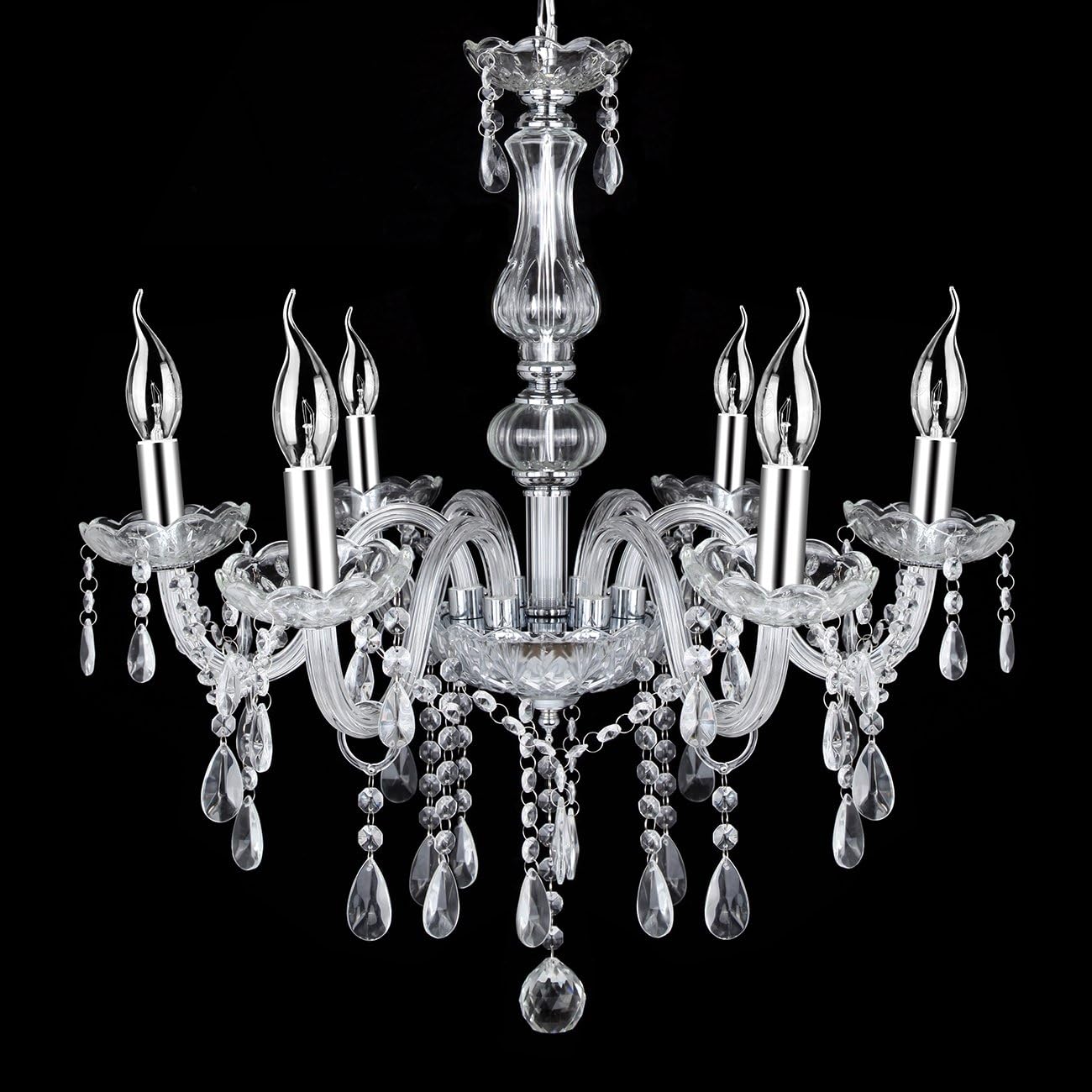 Crаzу Clеаrаnсе Ambienceo Clear Crystal Chandelier 6 Candle Lights Ceiling Lighting Fixture Pendant Romantic Lamp