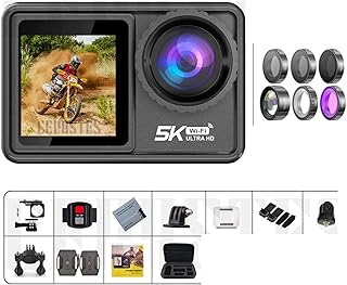 Action Camera, Action Camera 5K 4K 60FPS EIS Interchangeable Lens 48MP Zoom Electronic Stabilizer Camera WiFi Action Camera For Vlog Underwater Waterproof Helmet Video Recording Sport ( Size : 32G , C