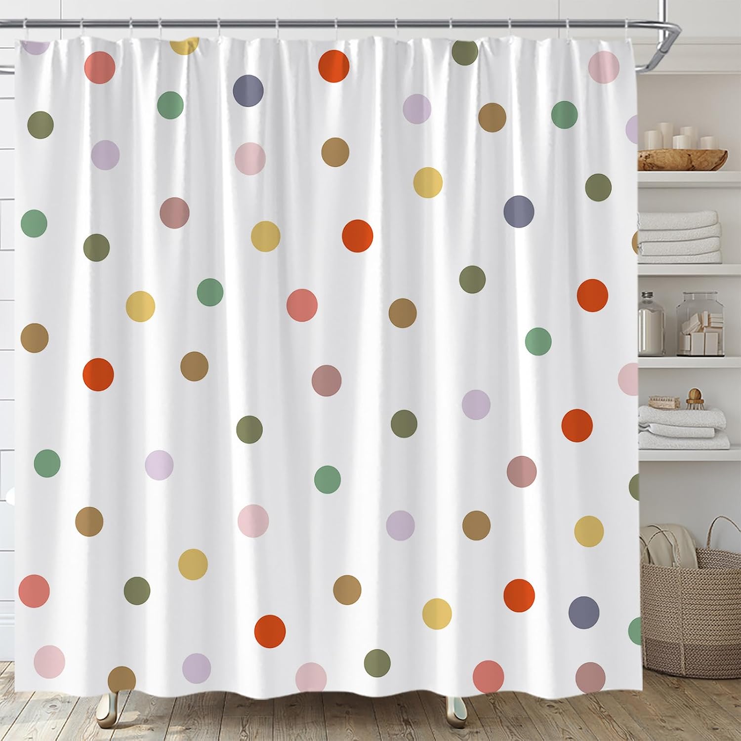 Polka Dot Shower Curtain Colorful,72x72 inch