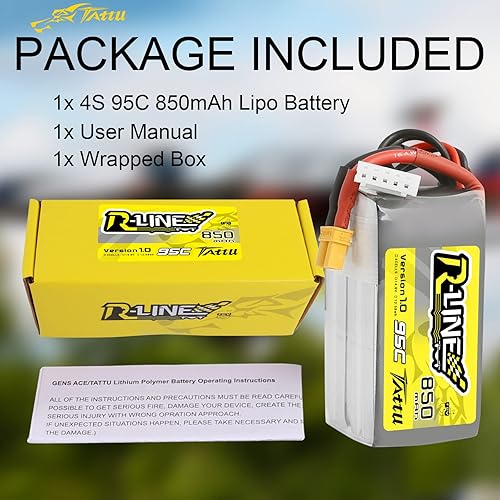 Miniatura 6 de Tattu R-Line 850mAh 14.8V 95C 4S LiPo Batería con XT30 Plug para Multirotor FPV de Tamaño 100 a 180