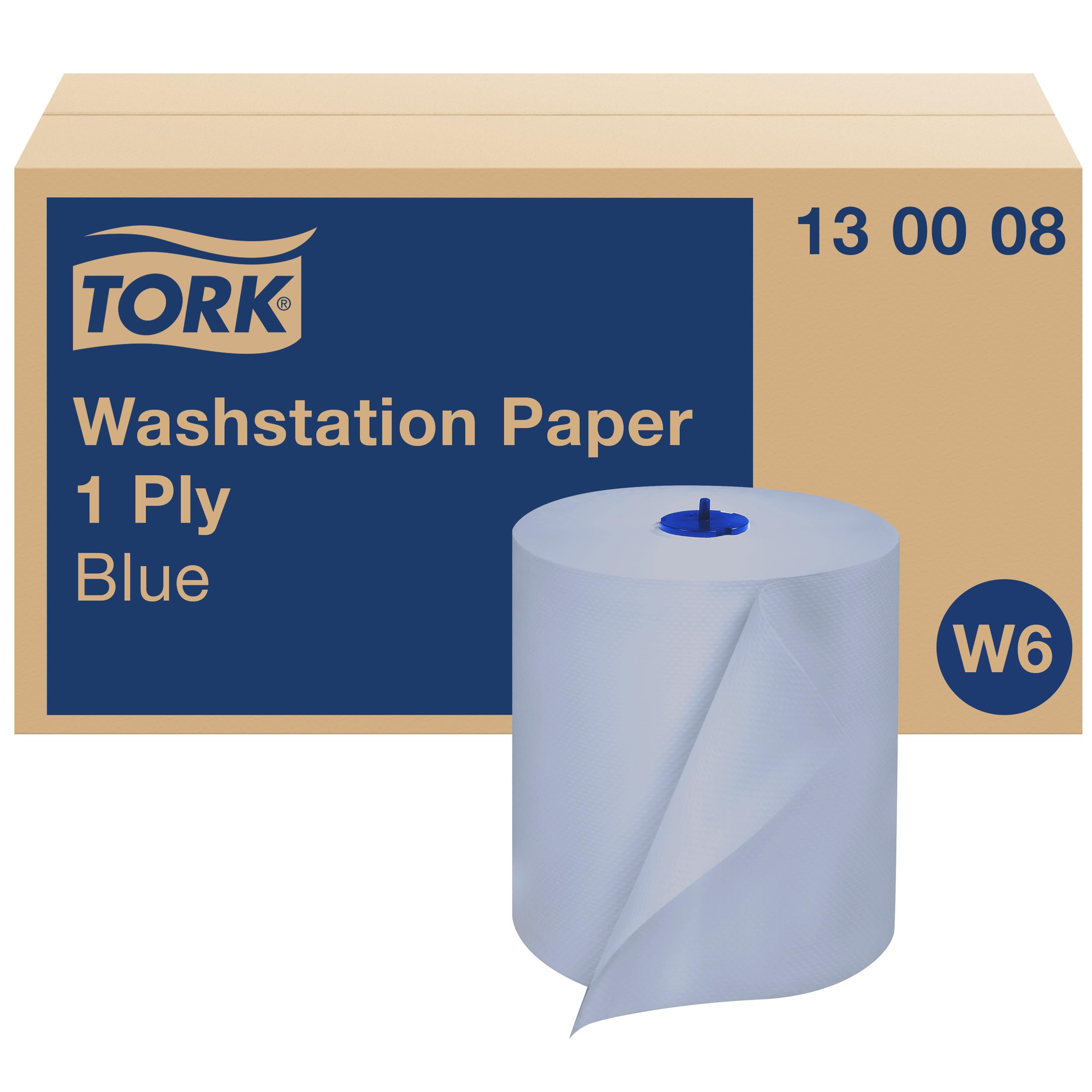 Tork Carta monovelo blu W6, bobine di carta asciugatutto, 6 rotoli da 250 m, 130008
