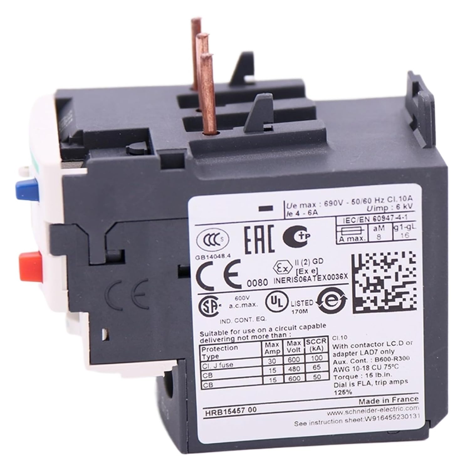 LRD10 4-6A 1NO+1NC LR-D10 Screw clamp Differential Thermal Overload Relay
