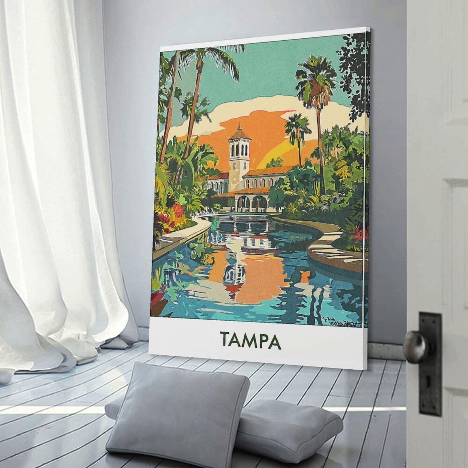 Junmoney Tampa Vintage Decorative Wall Artwork 24x36inch(60x90cm), for Home Lounge, Bedroom Or Reading Nook, Easy Decor for Gallery Walls