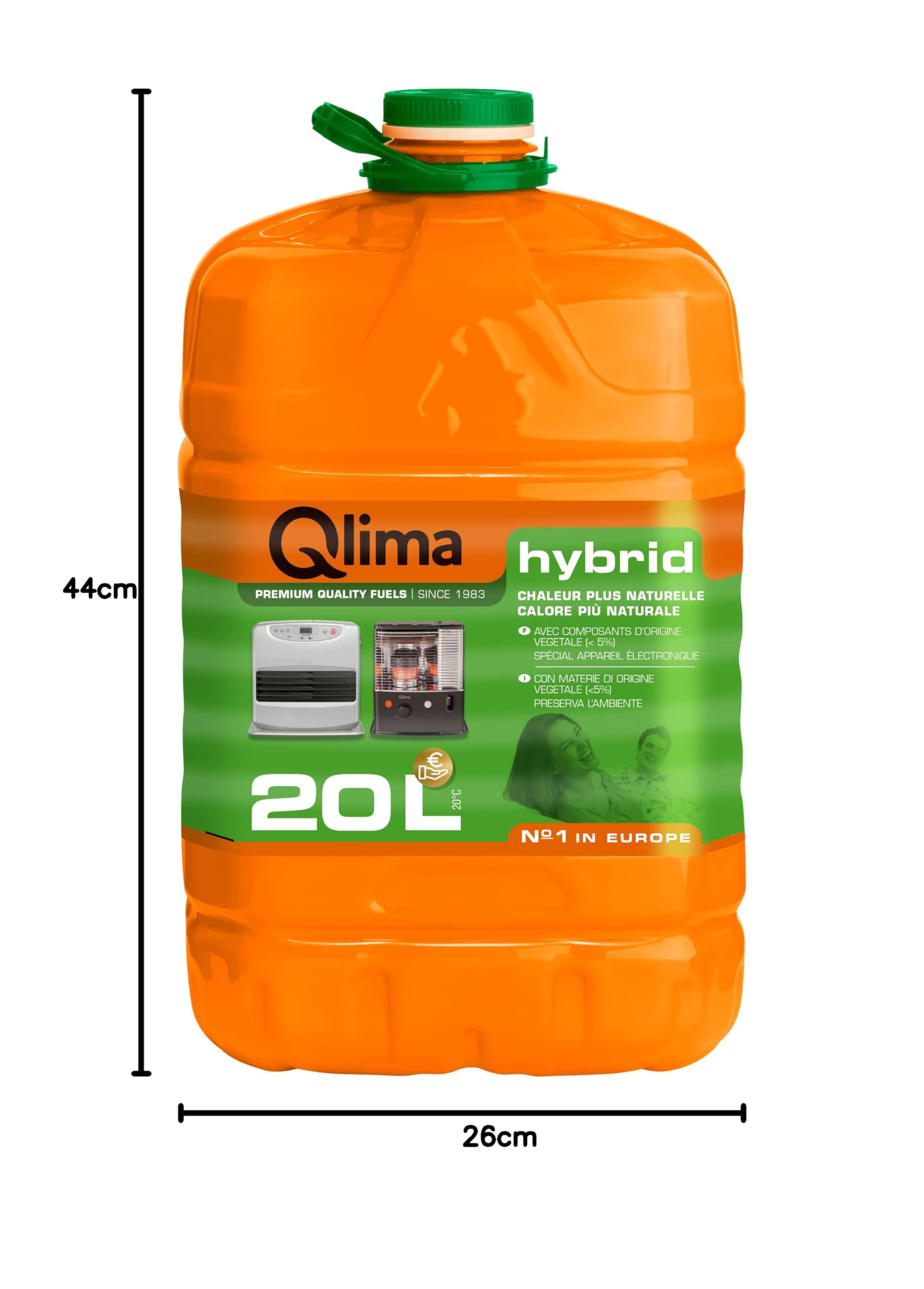 Combustible líquido para estufas Qlima Hybrid – 20 litros – a base vegetal – Calidad A++ – en bidón reciclable PET, programa de fidelidad Qlima