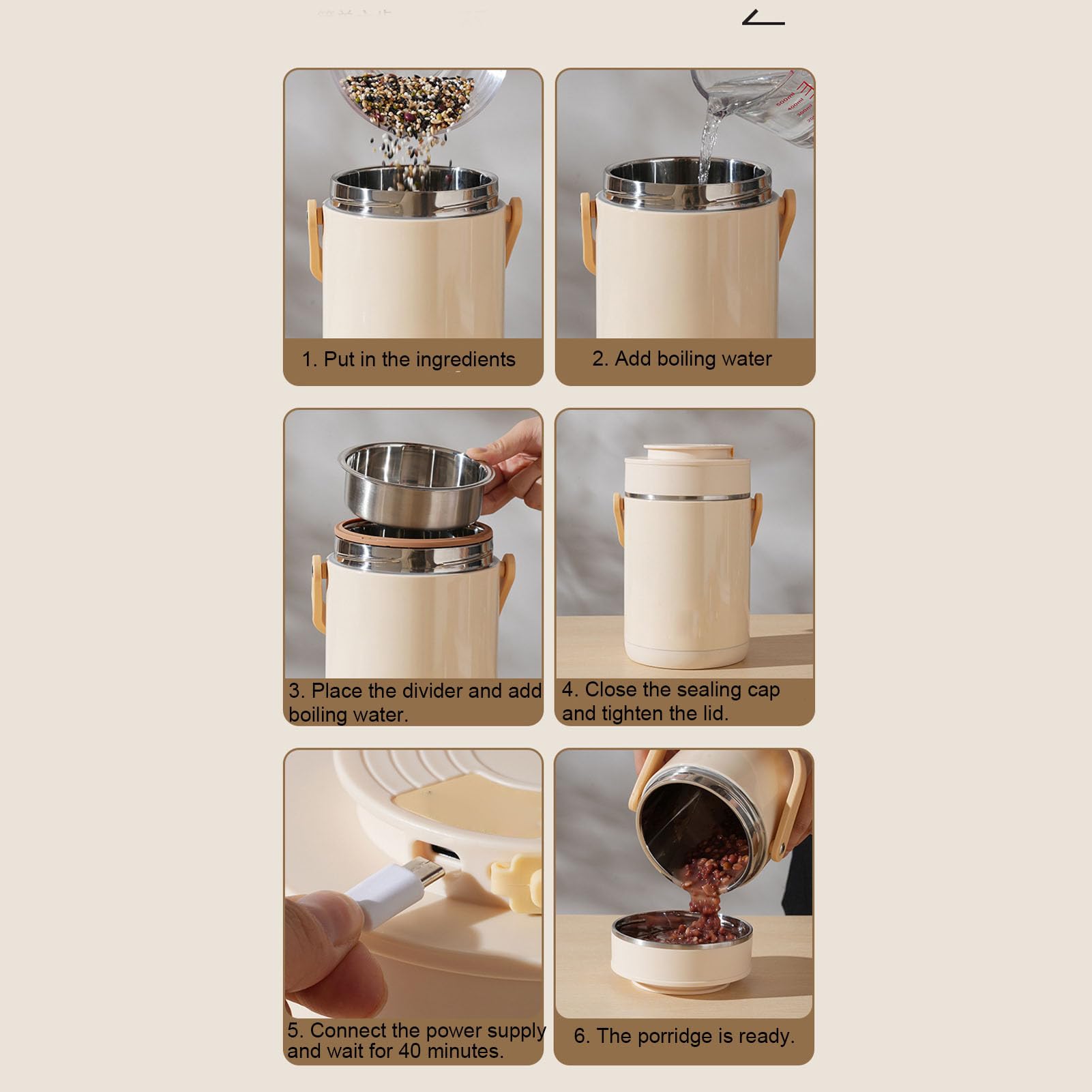 Scatola Pranzo Riscaldata USB in Acciaio Inox 1.6L, Contenitore Elettrico
