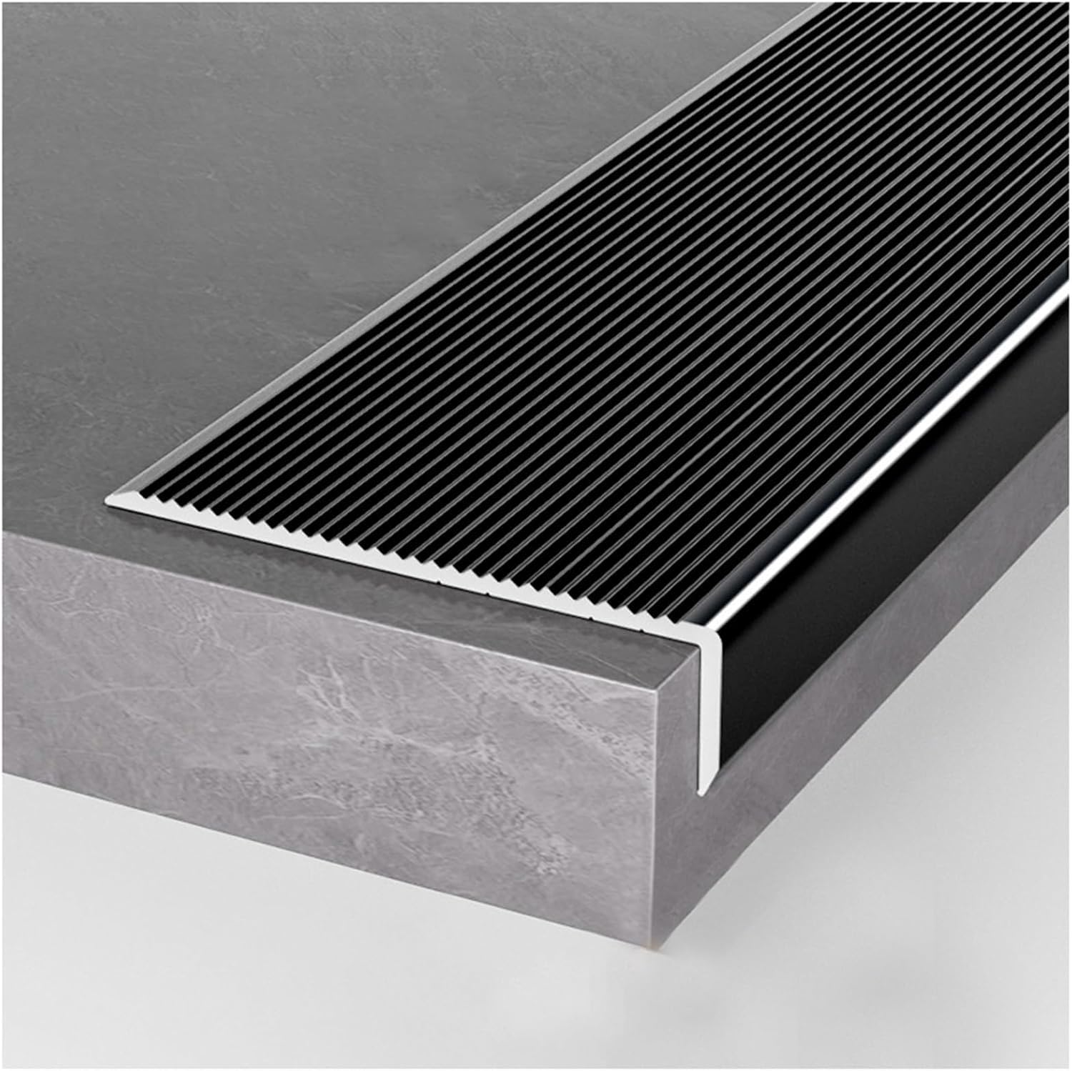 JNTFNE Edging Strip Door strip Aluminum Stair Nosing 10cm Extra Wide Tread Edge Protector for Outdoor Indoor Steps(Black,L-60/152cm)