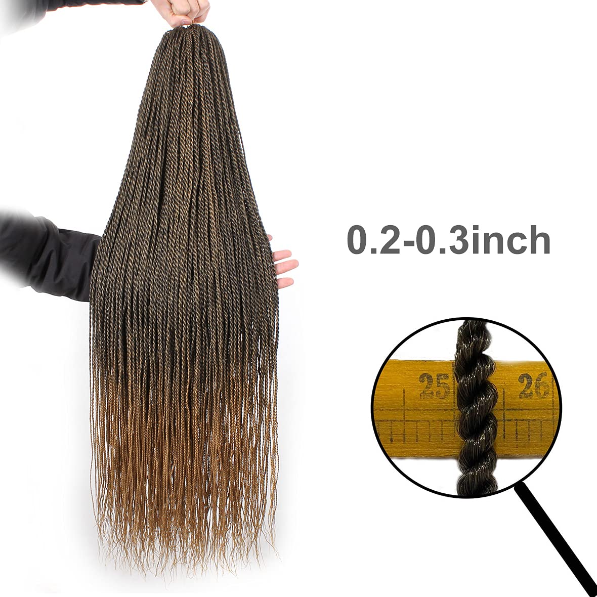 8 Packs 34 Inch 40Strands/Pack Senegalese Twist Crochet Hair Braids Small Twist Crochet Braiding Hair Low Temperature Fiber Synthetic Crochet Hair Extensions(34"8packs,T27#)