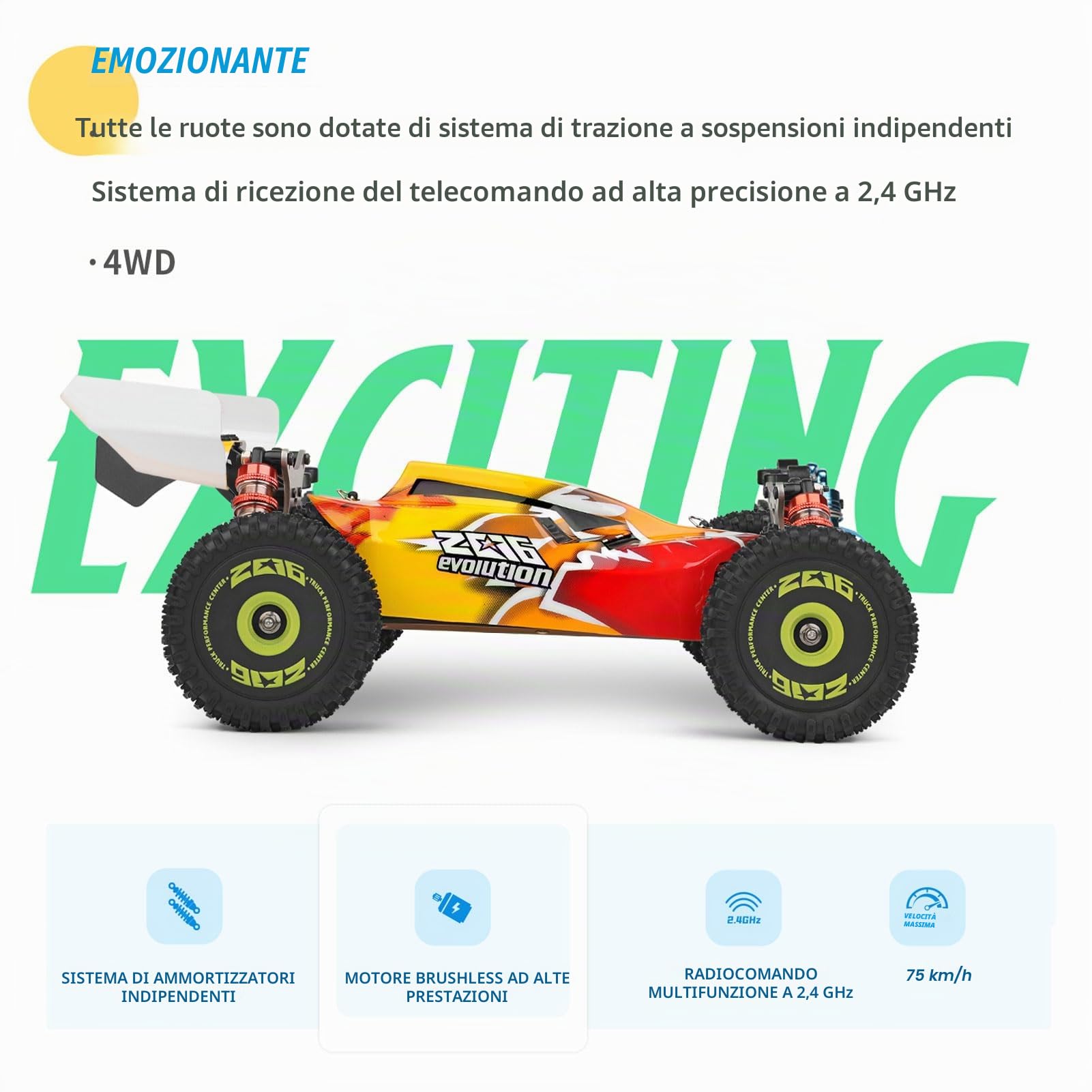 Goolsky XKS 144010 - Auto radiocomandata, 75 km/h RC, fuoristrada, crawler 1/14, 2,4 GHz, RC Car, 4 ruote motrici, RTR con alloggiamento in metallo