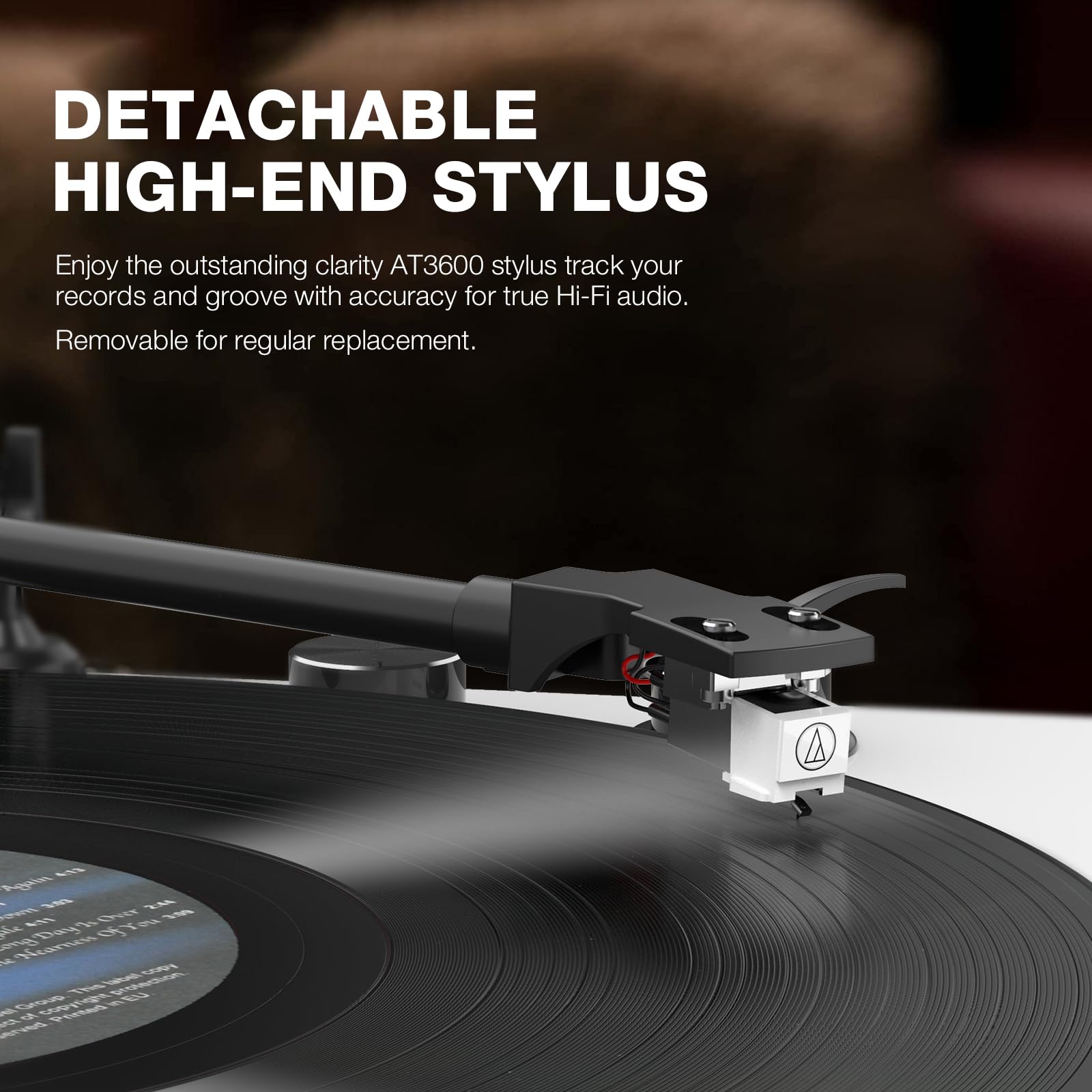 Giradischi Vinili Trasmissione a Cinghia con Connettività di Uscita Wireless, Lettore con Contrappeso Regolabile e Cartuccia Magnetica e 2 Velocità 33/45 RPM, Conversione USB, Linea Fono