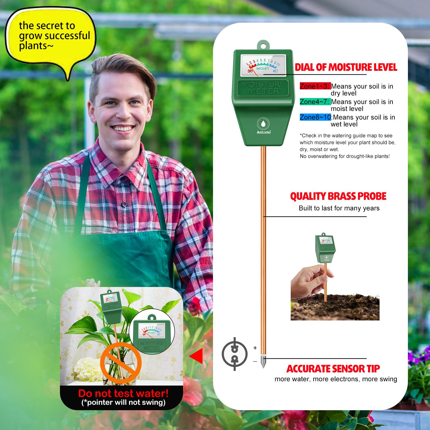 Snapklik.com : Antonki Plant Water Meter, Soil Moisture Meter, Soil ...