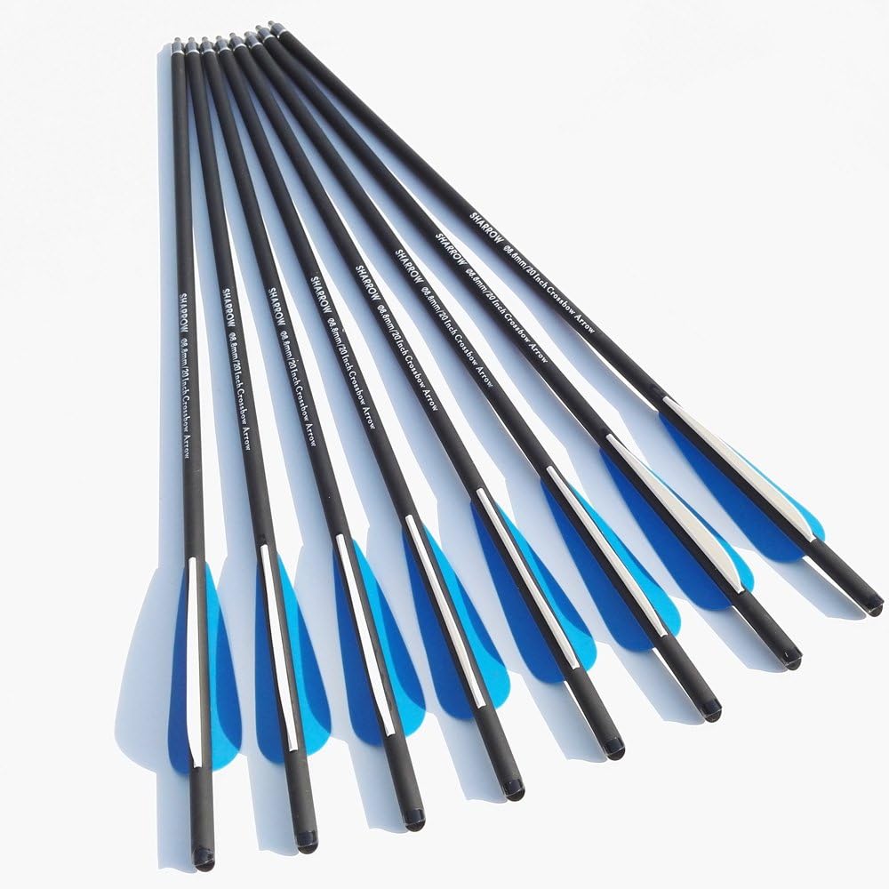 AMEYXGS 6/12pcs Archery Crossbow Bolts 16/20/22 Inch Hunting Carbon Arrow with Broadheads 3 Fixed Blade Arrowhead for Archery Practise Hunting Crossbow Arrows