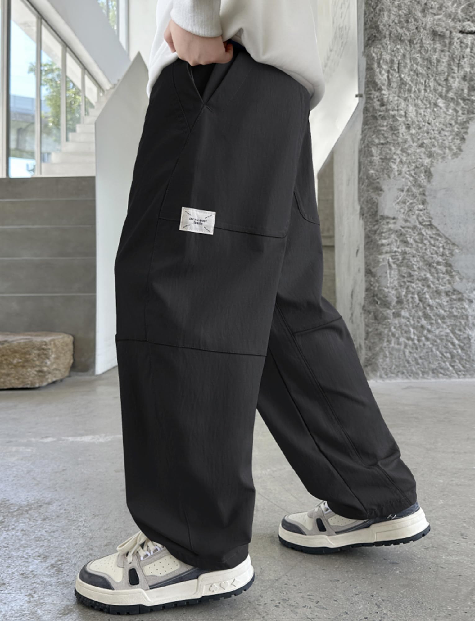 Happy Cherry Pantalones Hip Hop Niño Pantalones de Cargo Joggers Adolescente Pantalón Largo Pierna Ancha Estilo Callejero 120-170