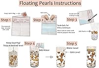 Vista 2 de 100 perlas flotantes de color azul turquesa con gemas brillantes a juego, tamaños grandes, llena 2 galones de geles transparentes para un efecto