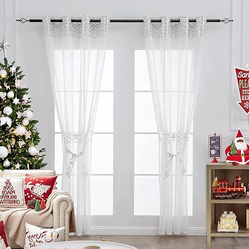 L.Z.E Juego de 2 paneles de cortinas traslĂşcidas de 84 pulgadas de largo, para sala de estar, dormitorio, aspecto de lino blanco, cortinas L.Z.E Juego de 2 paneles de cortinas traslĂşcidas de 84 pulgadas de largo, para sala de estar, dormitorio, aspecto de lino blanco, cortinas