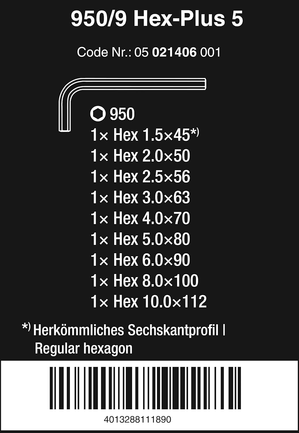 950/9 SM N HEX KEY SET
