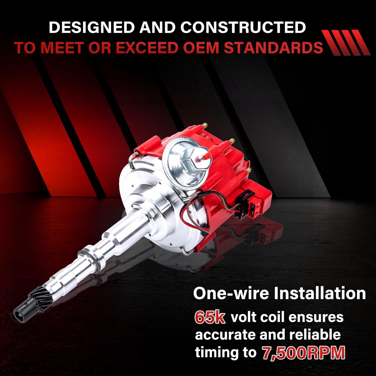 HEI Distributor LaMulaAuto Compatible with Chevy AMC/JEEP SBC/BBC V8 290 304 343 360 390 401, 65k Volt Coil for 7500 RPM, One-Wire Installation