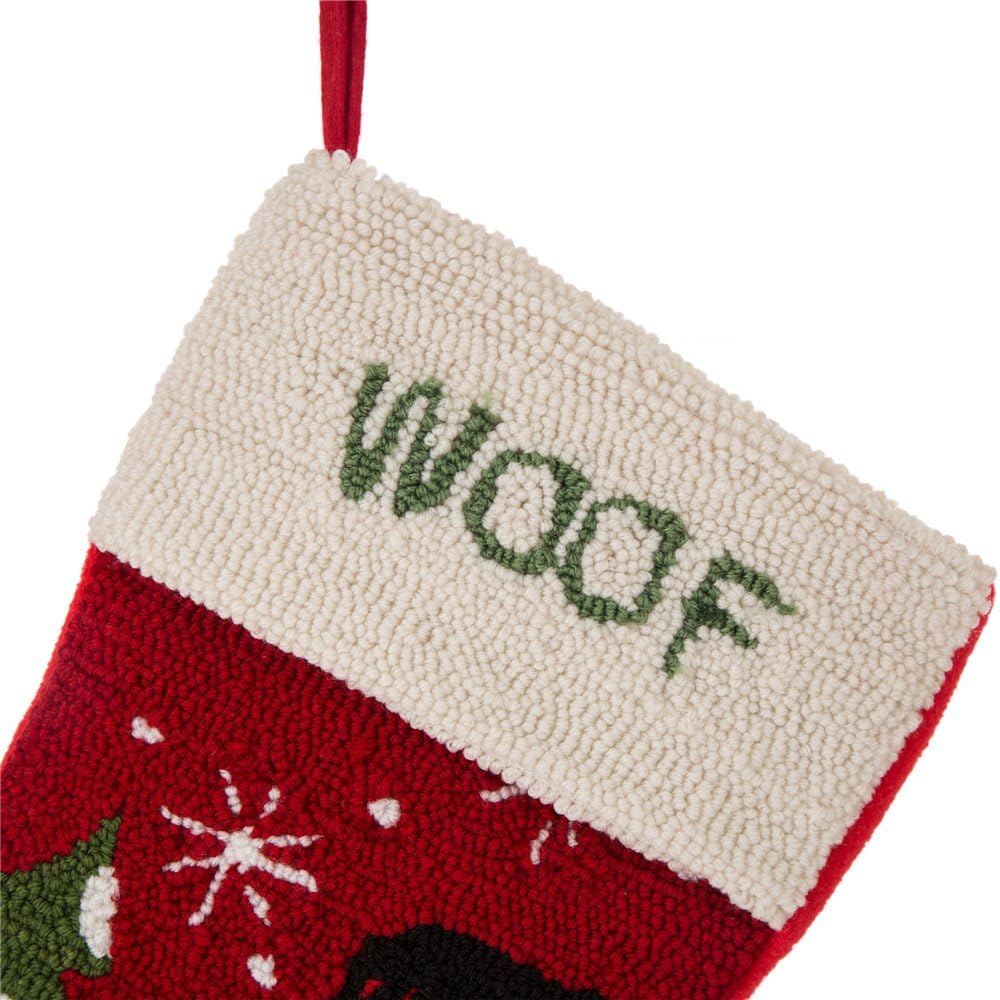 Glitzhome 19" L Cat Dog Christmas Stocking Oversize Handmade Hooked Xmas Fireplace Hanging Stockings Decoration Stockings Decorations for Family Holiday Season Party Decor, 2Packs