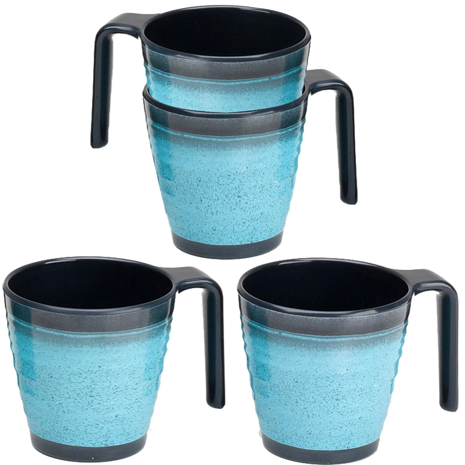 Melamin Geschirrset 4 Personen blau schwarz 20 Teile Tassen blauen 320ml