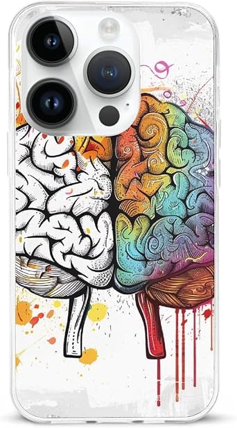 Left and Right Brain Advantage Print Phone Case for iPhone 15 Pro with Shockproof TPU Protection, Wireless Charging Compatible, and Anti-Yellowing, Clear Edge
