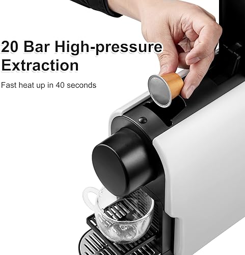 Miniatura 3 de Mini máquina de café expreso compatible con cápsulas NS Original Line, cafetera compacta de cápsulas con bomba de alta presión de 20 bares, tanque