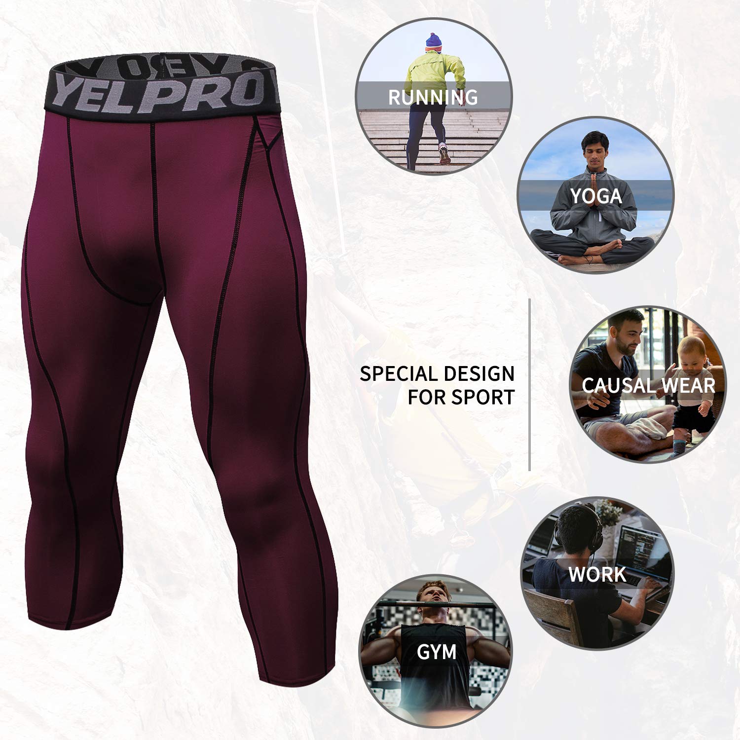 SANANG Pantalon De Compression AthléTique pour Hommes, Collant De Course Cool Dry Base Layer Running Leggings