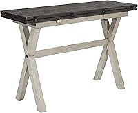 Vista 4 de OSP Home Furnishings Kristen Flip-Top Expanding Desk to Dining Table, Charcoal Finish acabado gris oscuro