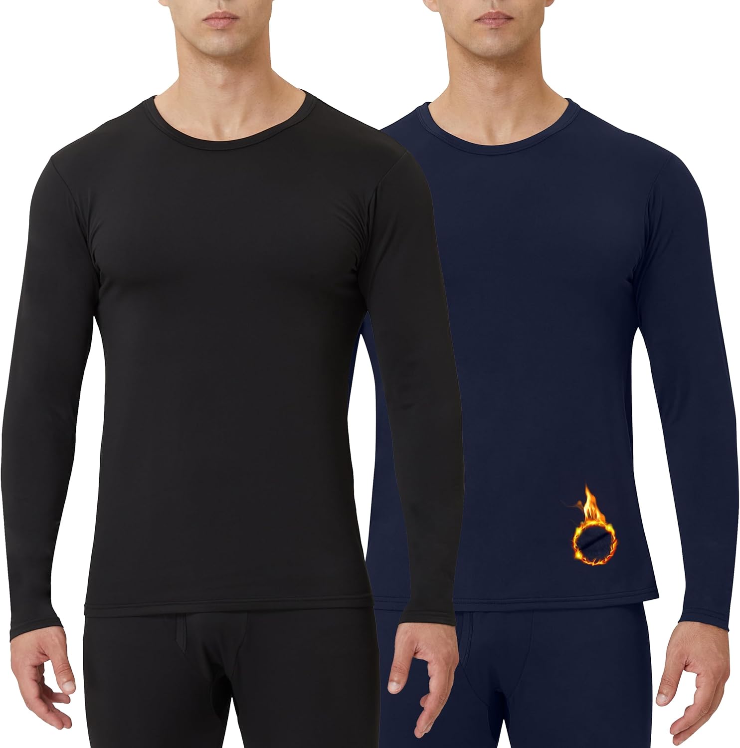 Men's Thermal Shirt 1/2/4 Pcs Fleece Lined Long Sleeve Tops Athletic Base Layer Long John Shirts for Men