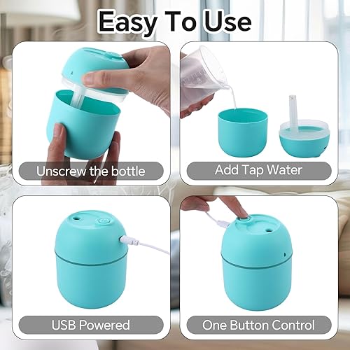 Miniatura 3 de Hortsun Humidificador pequeño portátil de 6 piezas USB de escritorio personal mini humidificador para dormitorio, coche, oficina, habitación, hogar