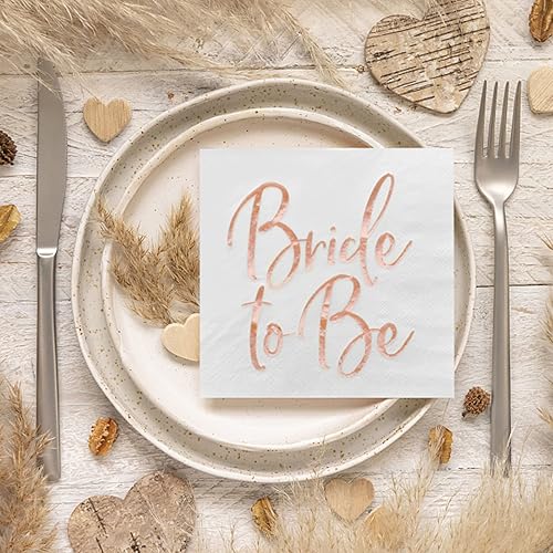 Miniatura 4 de Servilletas de boda de novia de oro rosa, papel decorativo desechable para banquete de boda con palabras de lámina dorada "Bride to Be", perfectas