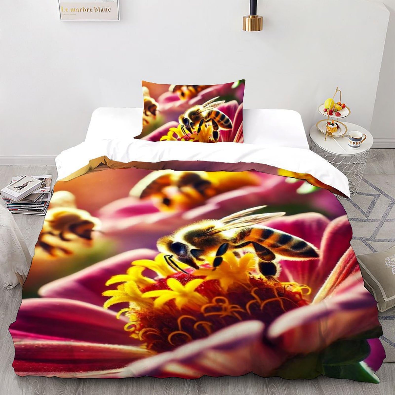 Housse de couette 135x200 animaux imprimé 3D et taie d'oreiller microfibre