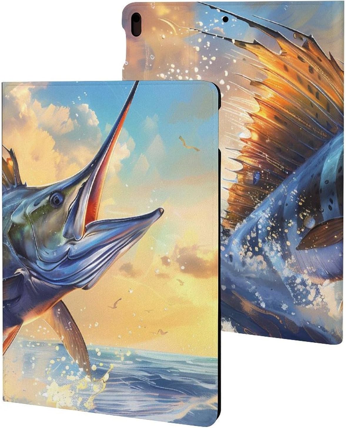 Blue Ocean Marlin Fish Printed Case Trifold Stand Protective Cover Compatible with ipad Pro/ipad Air3(10.5in)