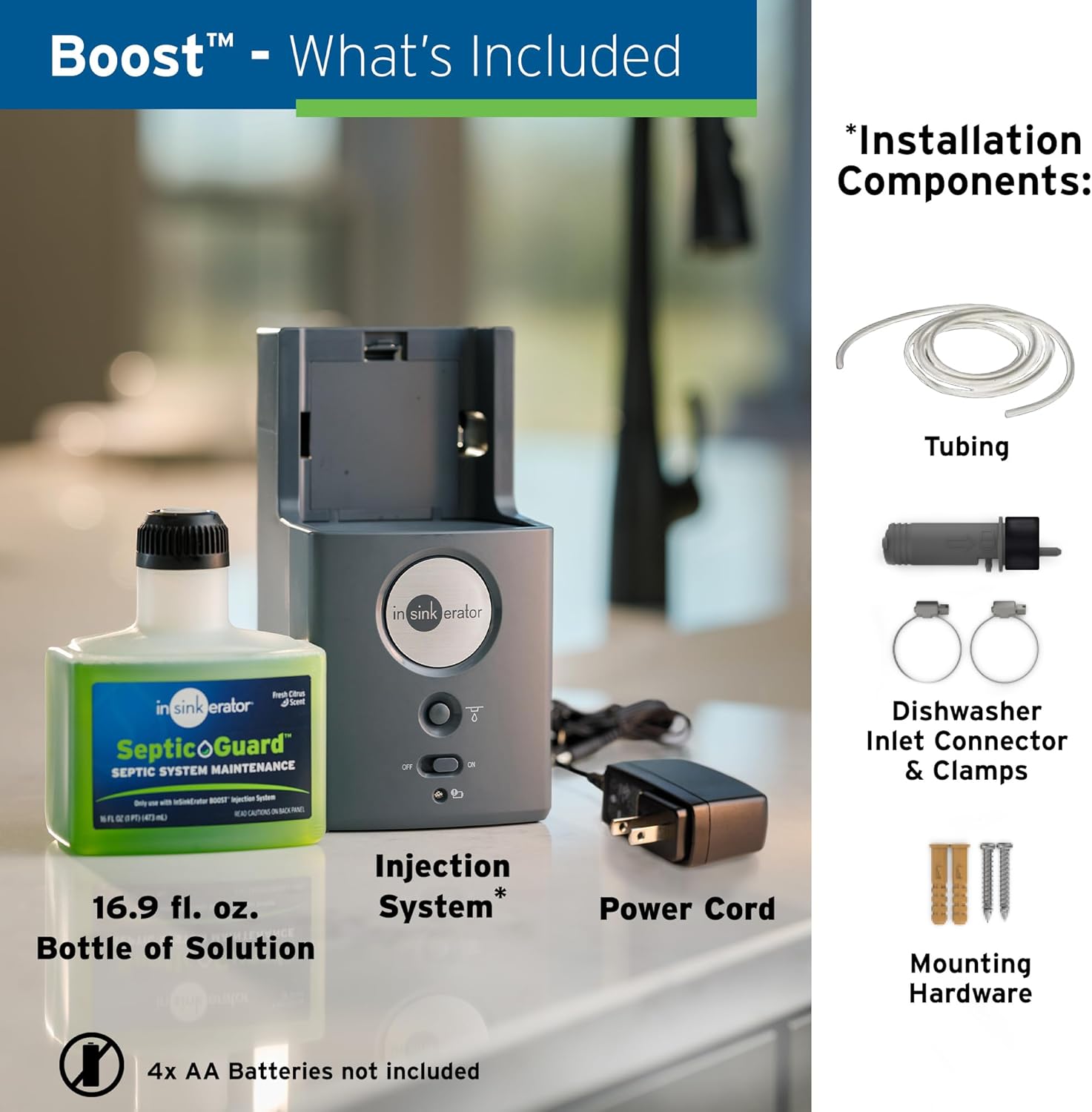 INSINKERATOR BOOST Injection System with Septic Guard Solution, Septic System Maintenance for INSINKERATOR Garbage Disposals, BST-SG