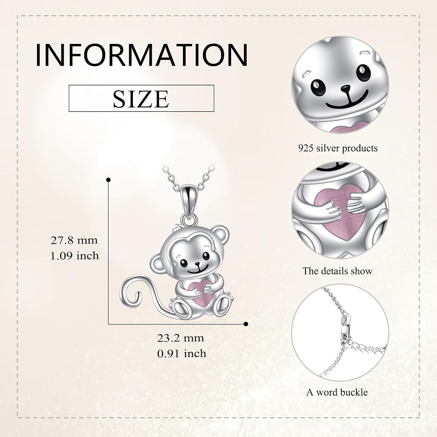 Animals Necklace Sterling Silver Rabbit/Penguin/Frog Pendant Animal Rose Quartz/Moonstone Jewelry Gift for Women - Image 6