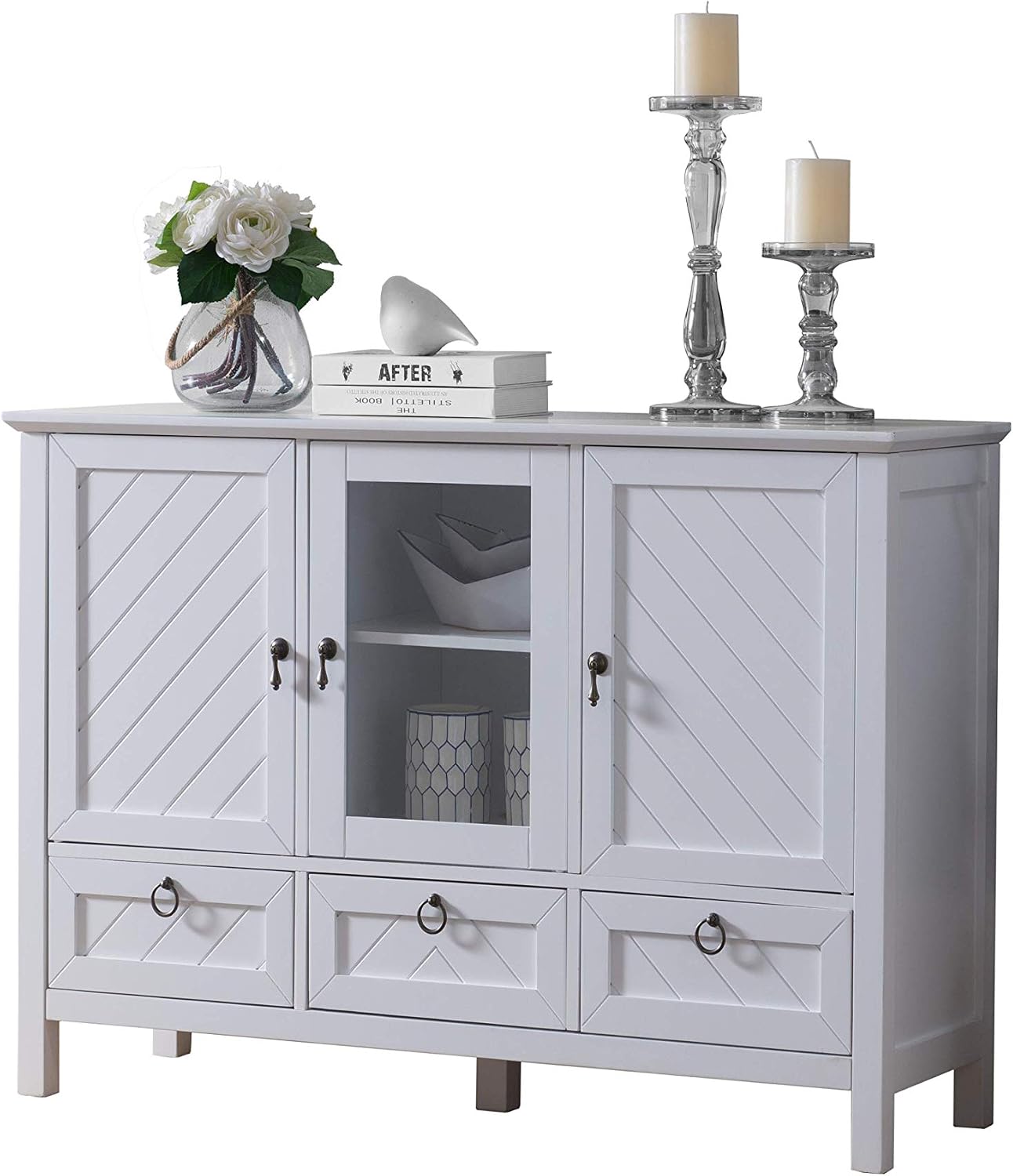 Kings Brand Furniture – Evans Sideboard Buffet Console Table Storage Cabinets, White
