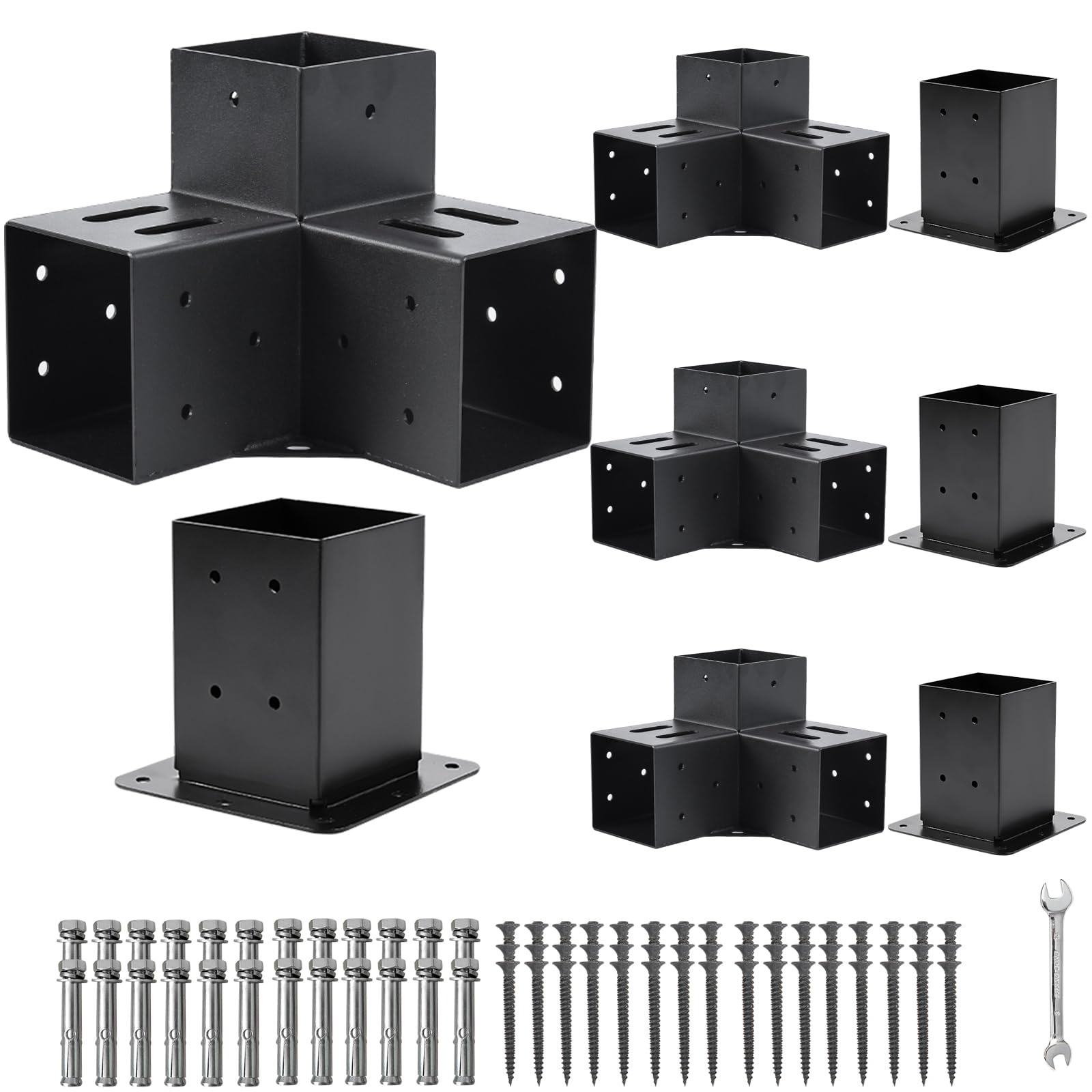 Nrspp Pergola Bracket?4x4 Pergola Kit 3-Way Right Angle Corner Bracket with Black Powder Coated,Woodwork DIY Pergola Kit & Post Base Brackets for Gazebos, Patio Pergolas(Actual: 3.5"x3.5")4 Set