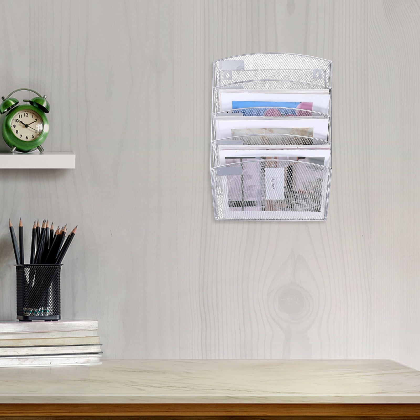 Organizador de Archivos de Pared Plata de Hierro 5 Bolsillos
