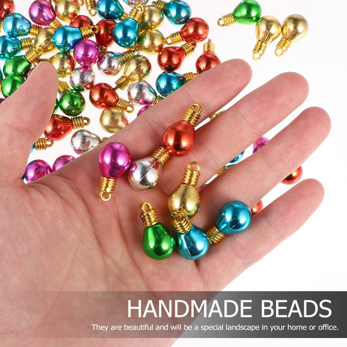 EXCEART 100pcs Christmas Plastic Bulb Beads Mini Round Shatterproof Ball Colorful Light Bulb Beads Decorative Tree Ornaments for Parties DIY Craft Projects - Image 3
