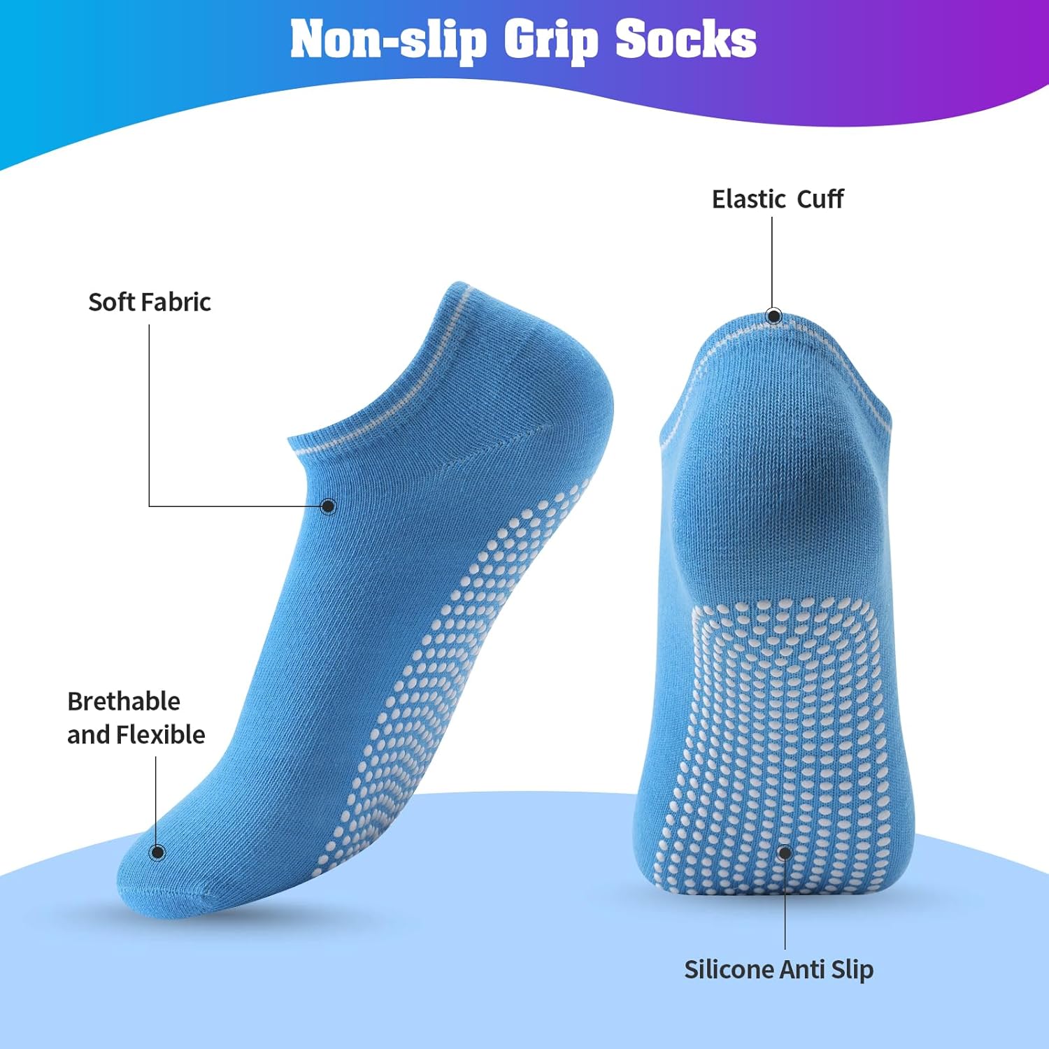 Sophproton 80 Pairs Grip Socks Yoga Socks Non Slip Pilates Socks Bulk Hospital Workout Anti Skid Socks with Grip for Women Teens - Image 4