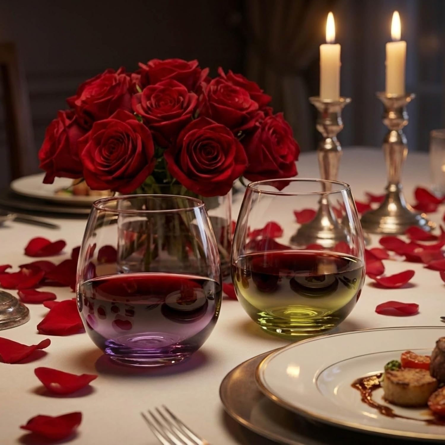 ColoVie 15oz Stemless Wine Glasses Set of 6, Lead-Free Crystal Colored Gradient Wine Glass, Iridescent Ombre Glassware for Red & White Wine, Unique Housewarming & Birthday Gifts for Women - Image 3