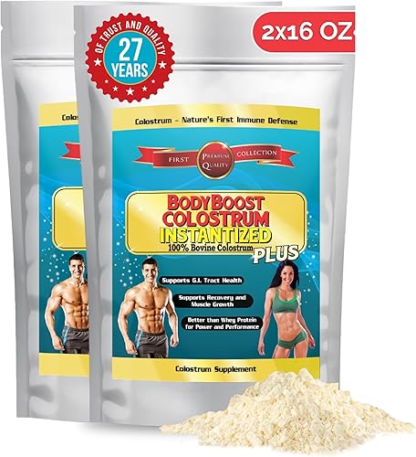 Vista 40 de BodyBoost Calostro entero, polvo de calostro 100% bovino, refuerzo inmunológico con inmunoglobulina y lactoferrina, calostro alimentado con pasto