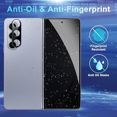 Miniatura 7 de Paquete de 2 + 2 protectores de pantalla de privacidad para Galaxy Z Fold 5, paquete de 2 películas templadas de privacidad frontal con 2 unidades