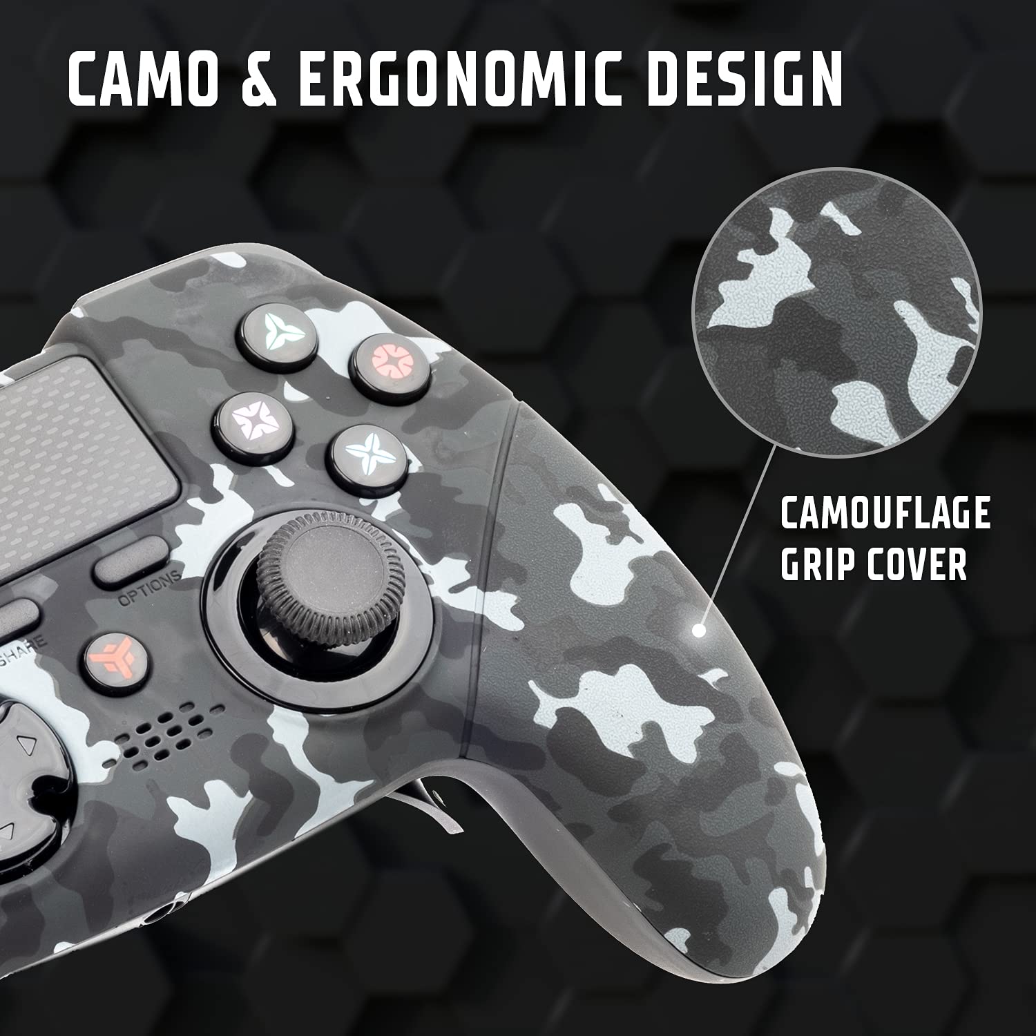 Itek - EVOCON ADV B01 - Controller wireless ergonomico con sensore di movimento Axis6 e Dual Shock. Tasti Programmabili e Touchpad. Bluetooth. Compatibile con PS4, PC e laptop